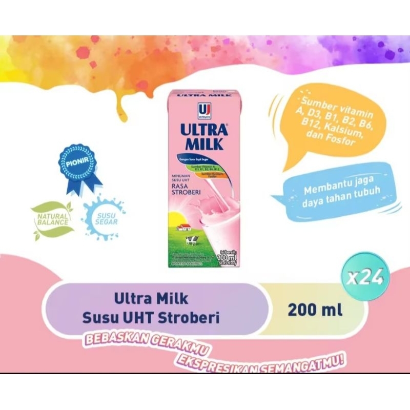 

Ultra Milk Susu UHT Stroberi 200ml - Karton [24pcs]