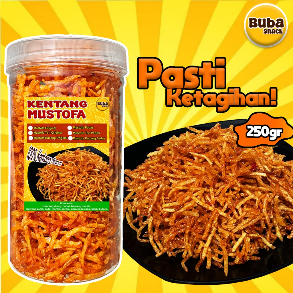 

KENTANG MUSTOFA CRISPY 250gr/KERING KENTANG MUSTOPA PEDAS BALADO ORIGINAL KACANG TERI/MUSTAFA by BUBA SNACK