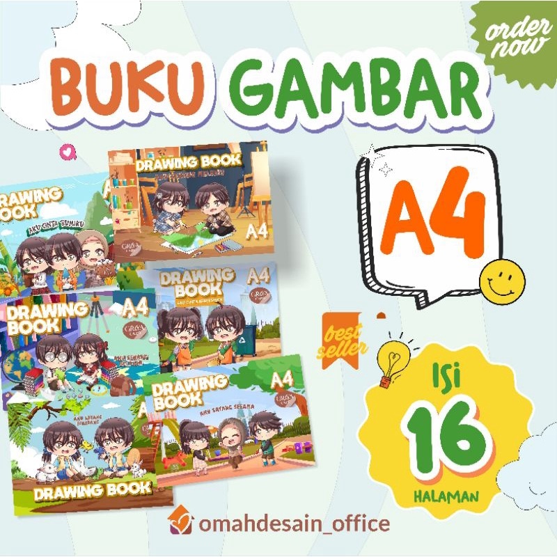 

Buku Gambar Motif Cute / Animasi / Cartoon / Drawing Book / Lucu / 29,7 x 21 Cm / Boy and Girl