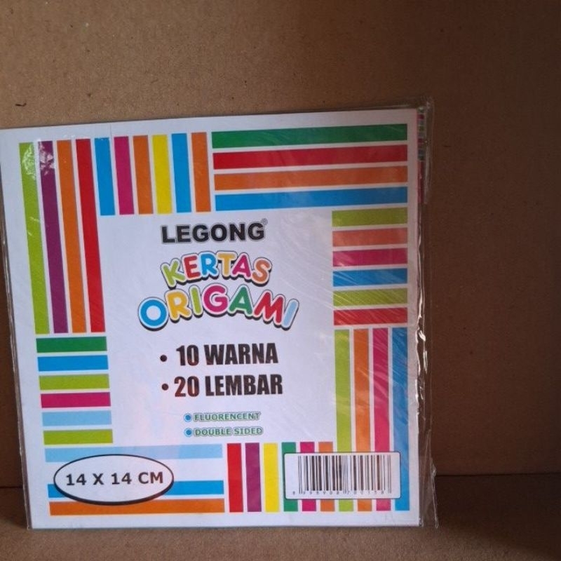 

kertas lipat/origami double side 1pak isi 20 lembar, 10 warna 14x14cm