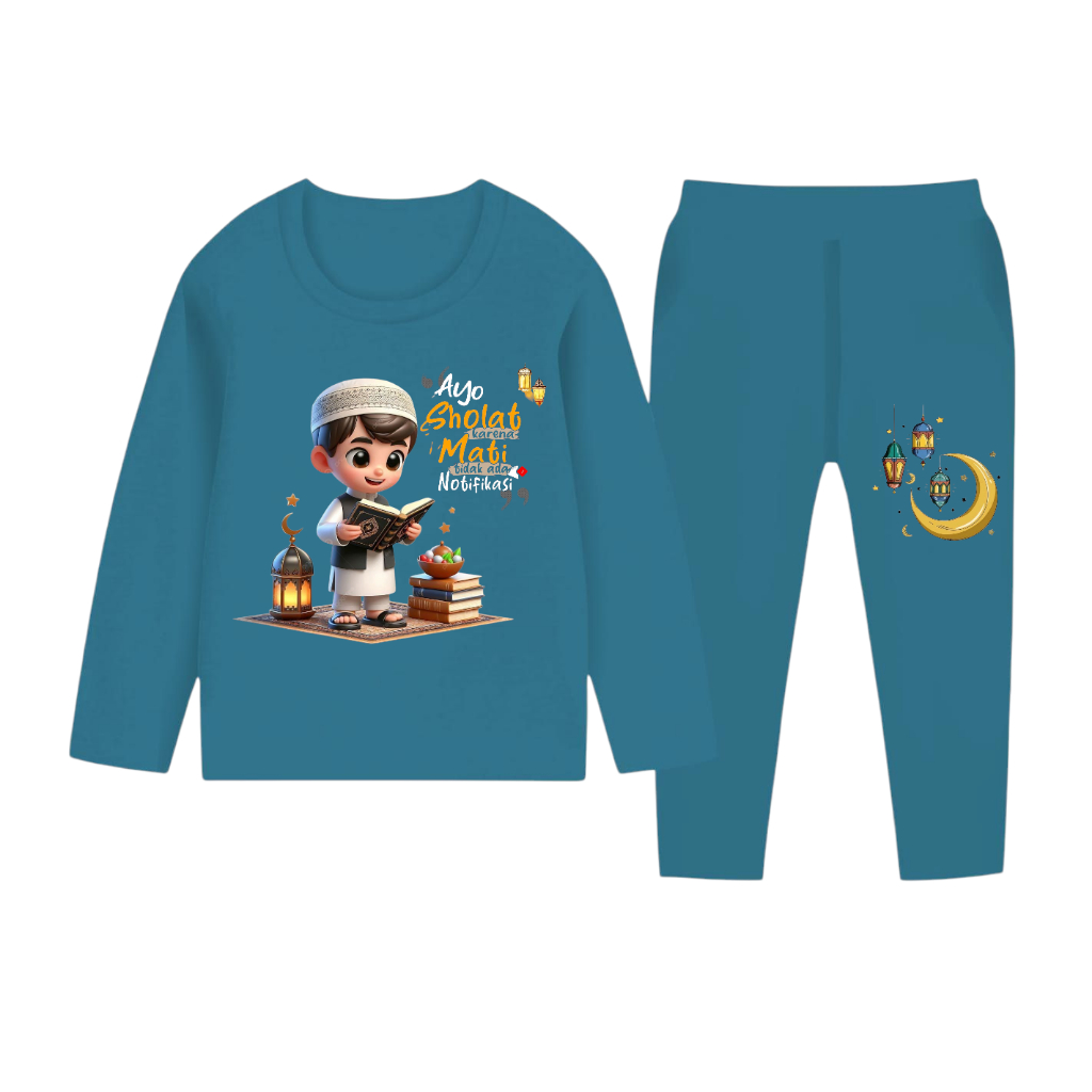 AP kids setelan lengan panjang baju tidur anak laki-laki umur 1-10 tahun motif anak ngaji