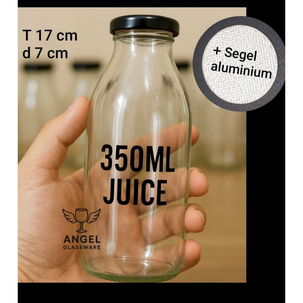 9 Pcs Botol Jus 350ml + Tutup & Segel Aluminium / BOTOL KACA + SEGEL + TUTUP