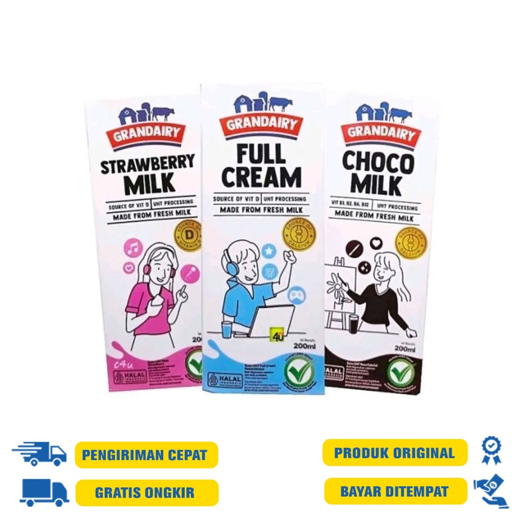 

GRAND DAIRY SUSU UHT 200ML - CHOCO | FULL CREAM