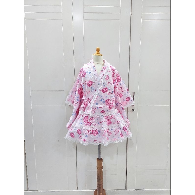 Set kimono anak lace anak lucu kawai kawaii lucu tralala mezzo piano bandai ban dai lolita babydoll 