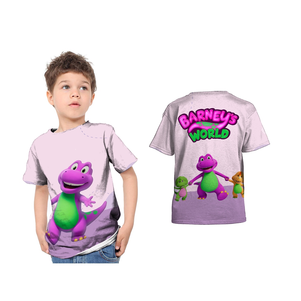 301KIDS - Baju Anak Kaos Karakter Barney_S World Kartun Animasi Custom Full Printing Free Name