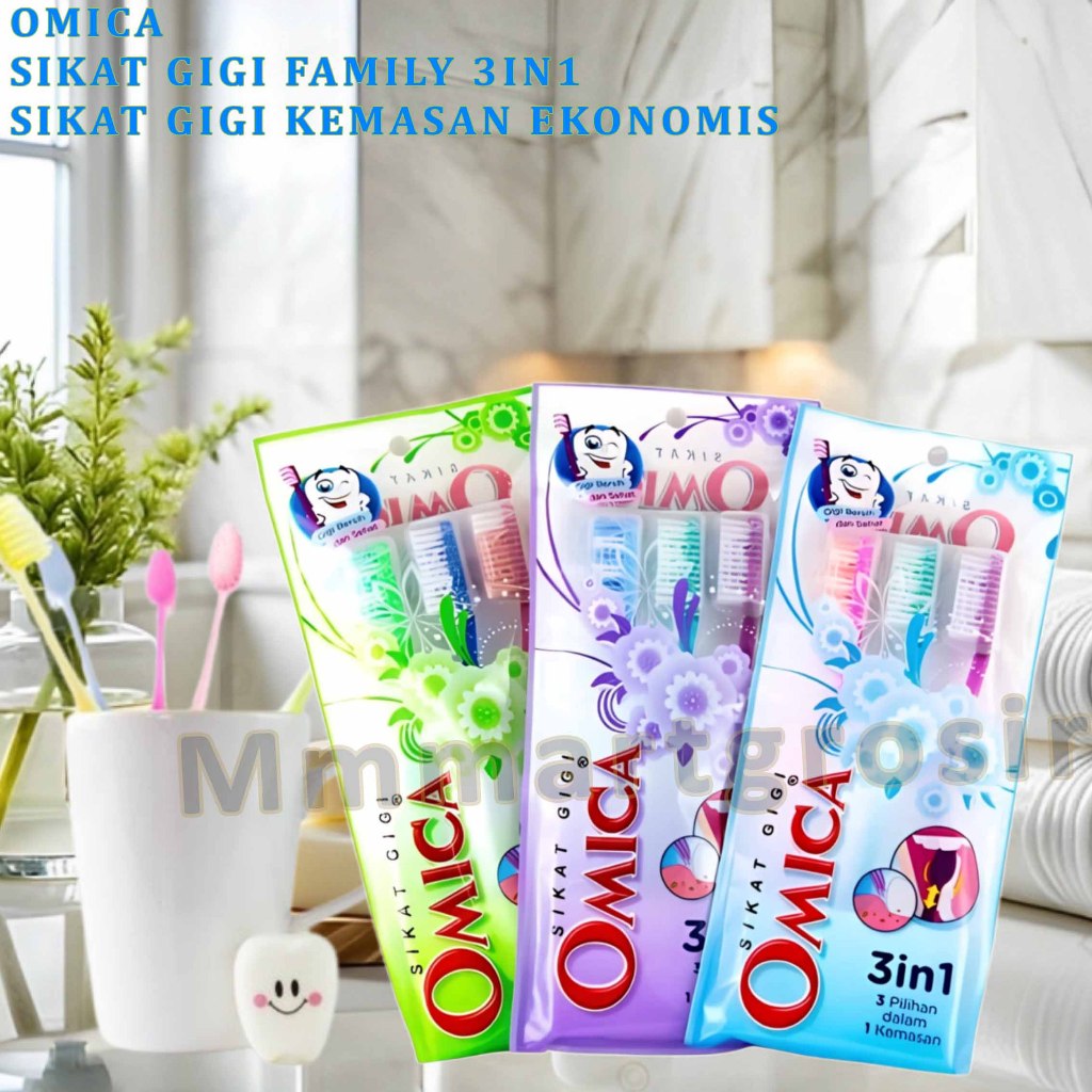 Sikat Gigi Omica / Sikat Gigi Kemasan Ekonomis / Sikat Gigi Family 3in1 / Isi 3pcs