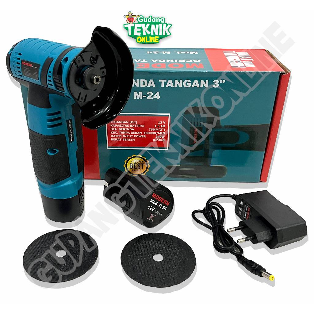 MODERN Mesin Gerinda 3" CORDLESS MODERN M24 12V / Gerinda Tangan PORTABEL 3 Inch 12V BATERAI BATTERY