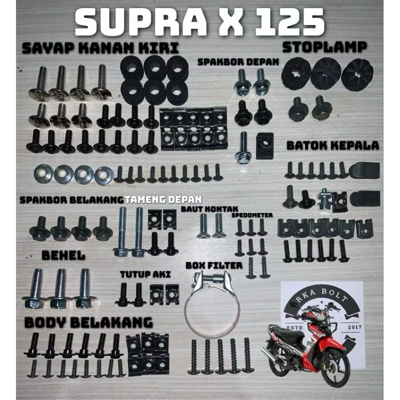 Cod/baut body honda supra x125/baut fullset body bodi supra x125R 2007-2013