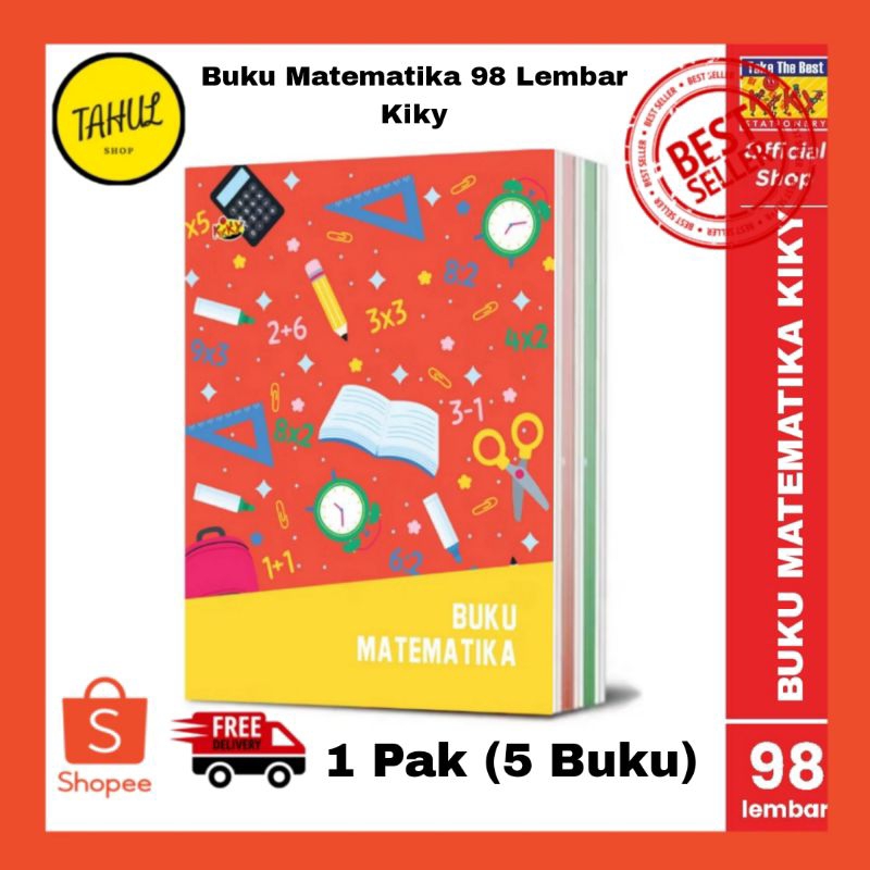 

1 Pak (5 Buku) !!! Buku Matematika KIKY 98 Lembar - 5 Buku / Motif Random