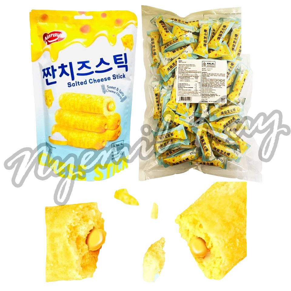 

Naraya Salted Cheese Stick - Sweet Salty Cheese Filling Snack Keju - Cemilan Keju Stick - Makanan Ringan Ekstrudat Stik Rasa Keju 60-280g
