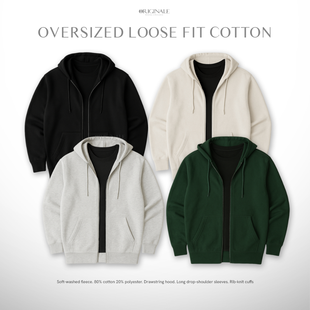 Hoodie Zipper Boxy | Hoodie Zipper - Oversized Cotton Hoodie by OLN