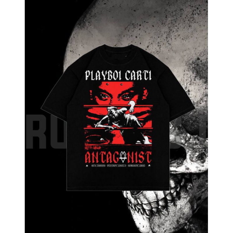 KAOS PLAYBOI CARTI ANTAGONIST | BAJU RAPPER PLAYBOI CARTI | LOKAL SIZE | RAP TEE | REGULAR FIT Digit