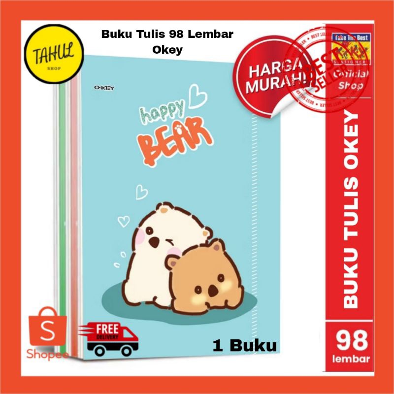 

1 Buku !!! Buku Tulis Okey 98 Lembar - 1 Buku / Motif Random