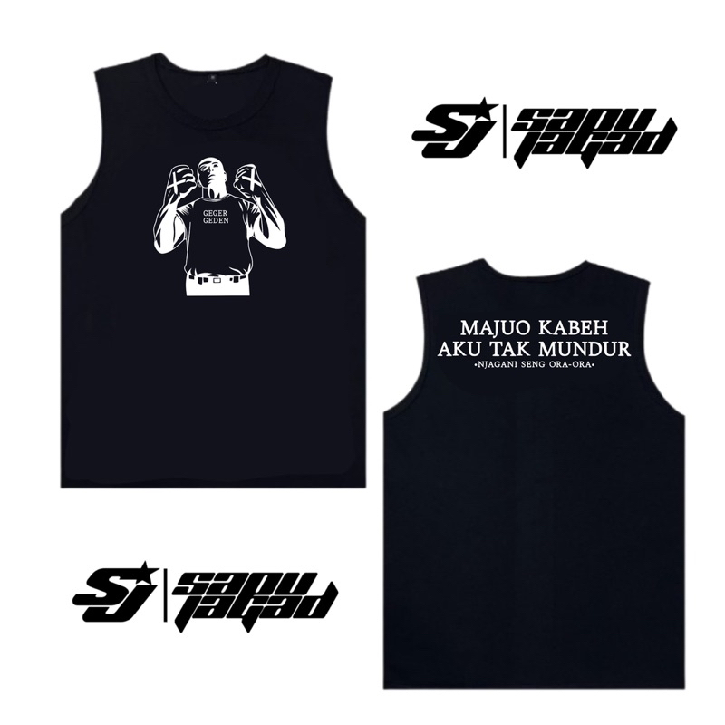 Singlet GEGER GEDEN MAJUO KABEH AKU TAK MUNDUR Free Stiker
