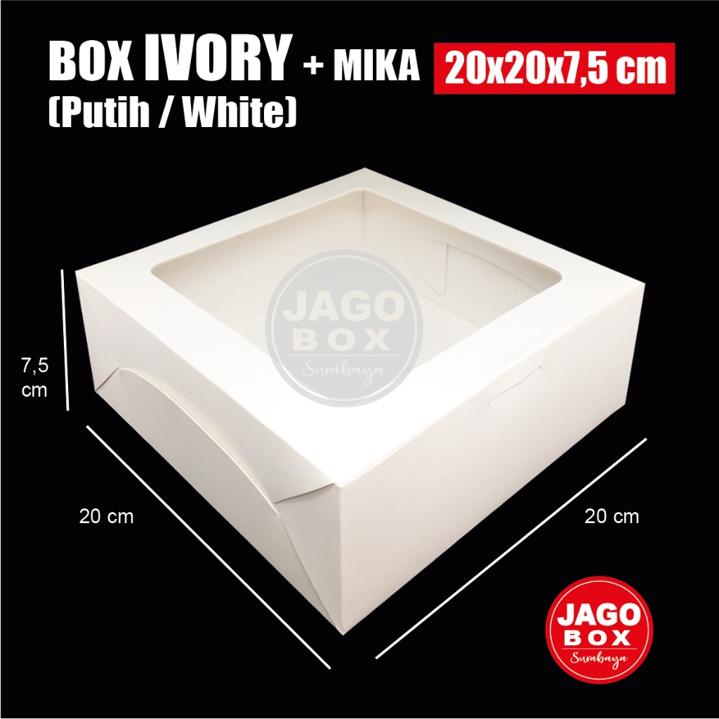 

Box Kotak Dos Nasi Kue Snack Putih 20 x 20 x 7,5 cm Lubang Mika