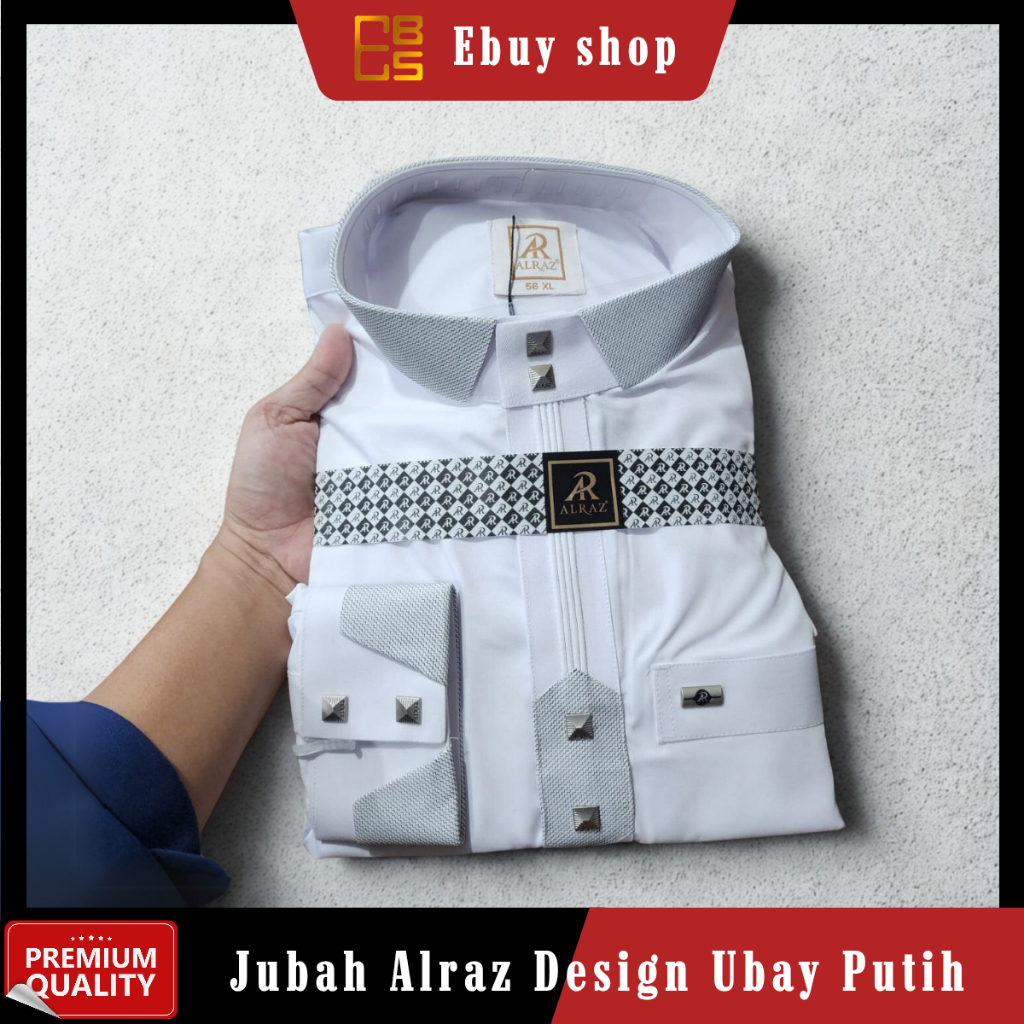 Alraz Jubah Putih Semi Wol premium / Gamis Alraz Model Ubay / Jubah Alraz Lengan Panjang Manset