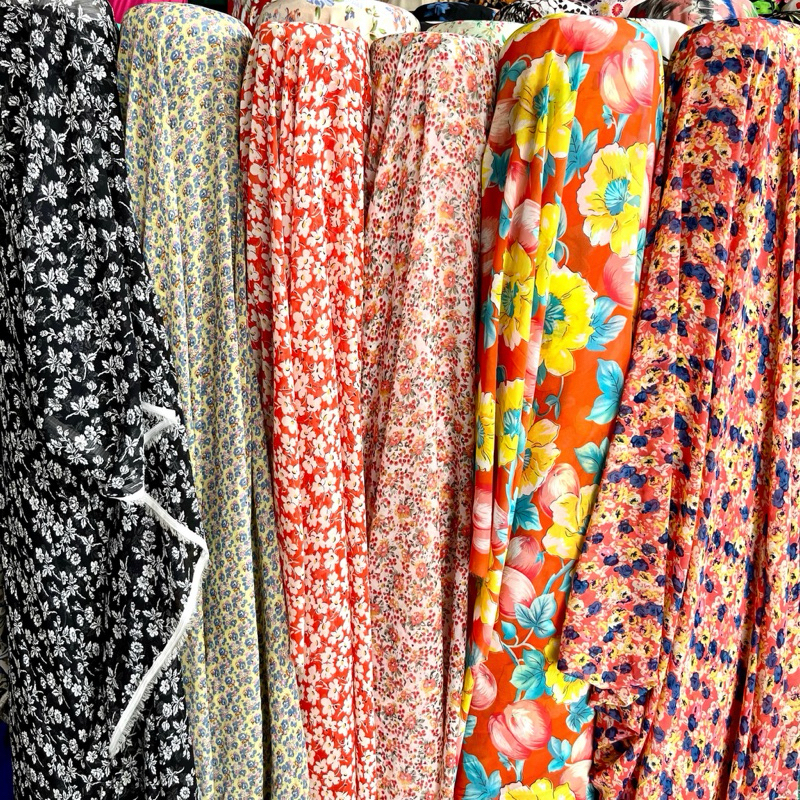 kain ceruty premium motif bunga / kain sifon ceruti motif bunga / kain gamis