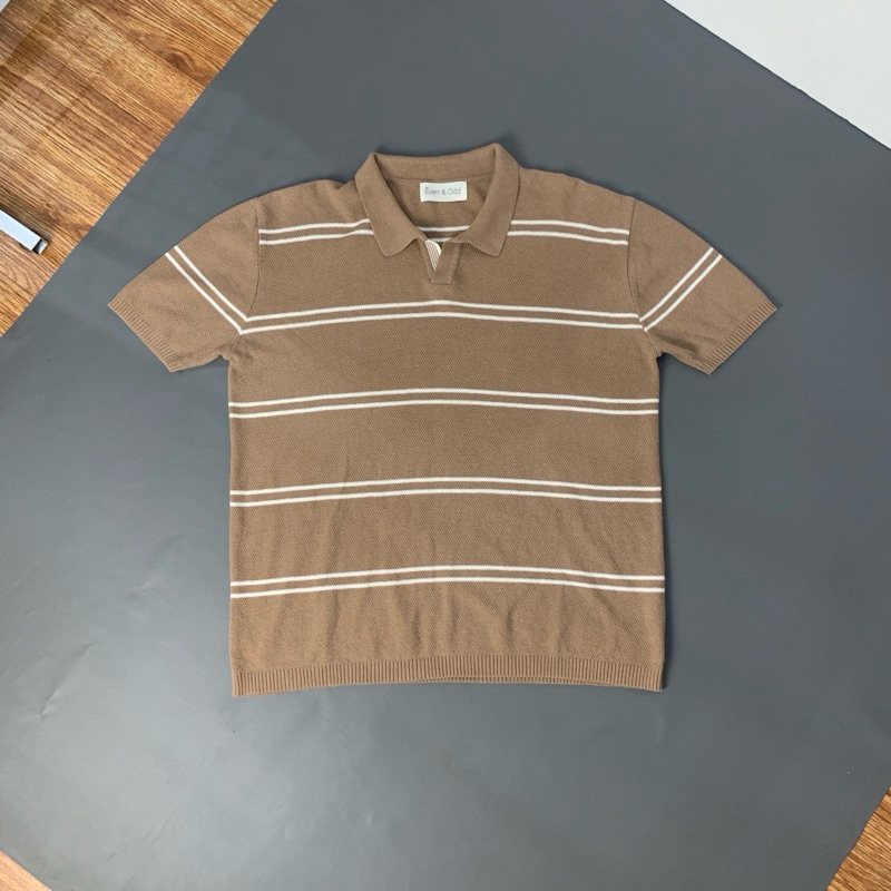 KAOS KERAH PENDEK RAJUT KNITWEAR PRIA MOTIF SALUR