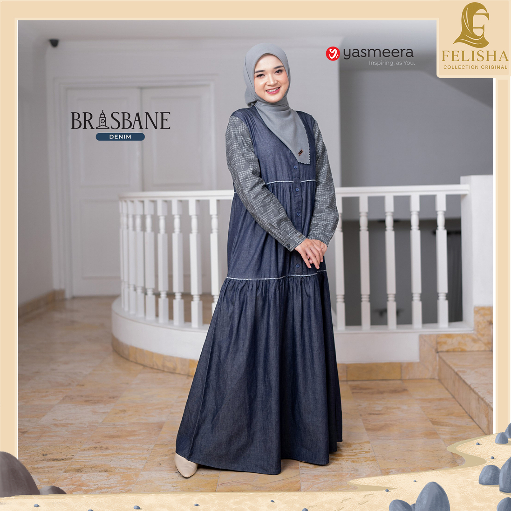 Yasmeera El-Rasheed-Couple Set Gamis Dewasa Brisbane Baju Muslimah Bahan Adem Premium Original