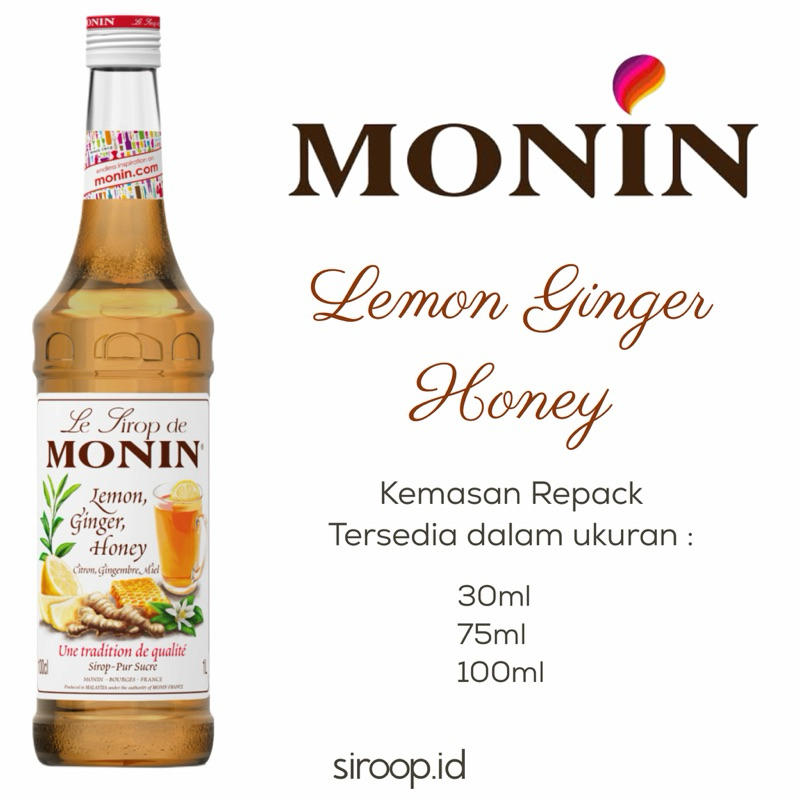 

Monin Lemon Ginger Honey Syrup Flavour Repack 30ml 75ml 100ml