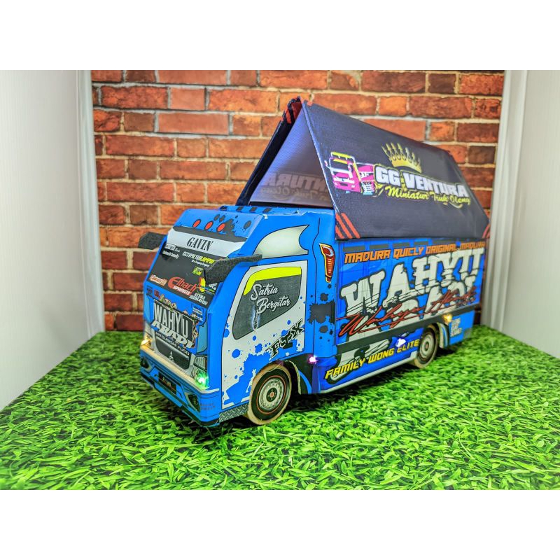 Promo Mainan Anak truk Oleng kayu Remote control Wahyu Abadi biru Terlaris  Lengkap Lampu Terpal