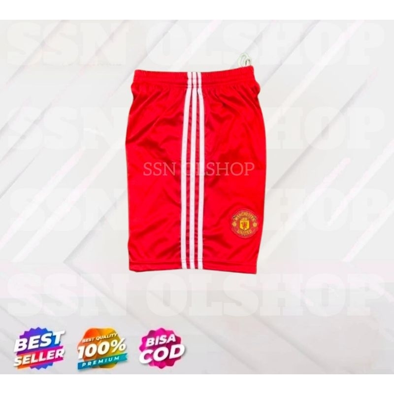 celana bola mu manchester united terbaru 2025 (merah) home kolor bola mu manchester united terbaru h