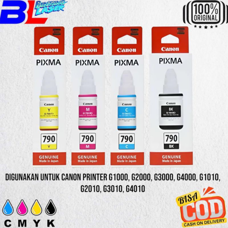 PAKET 1SET TINTA CANON 790 Printer G1010 G2010 G3010 ORIGINAL