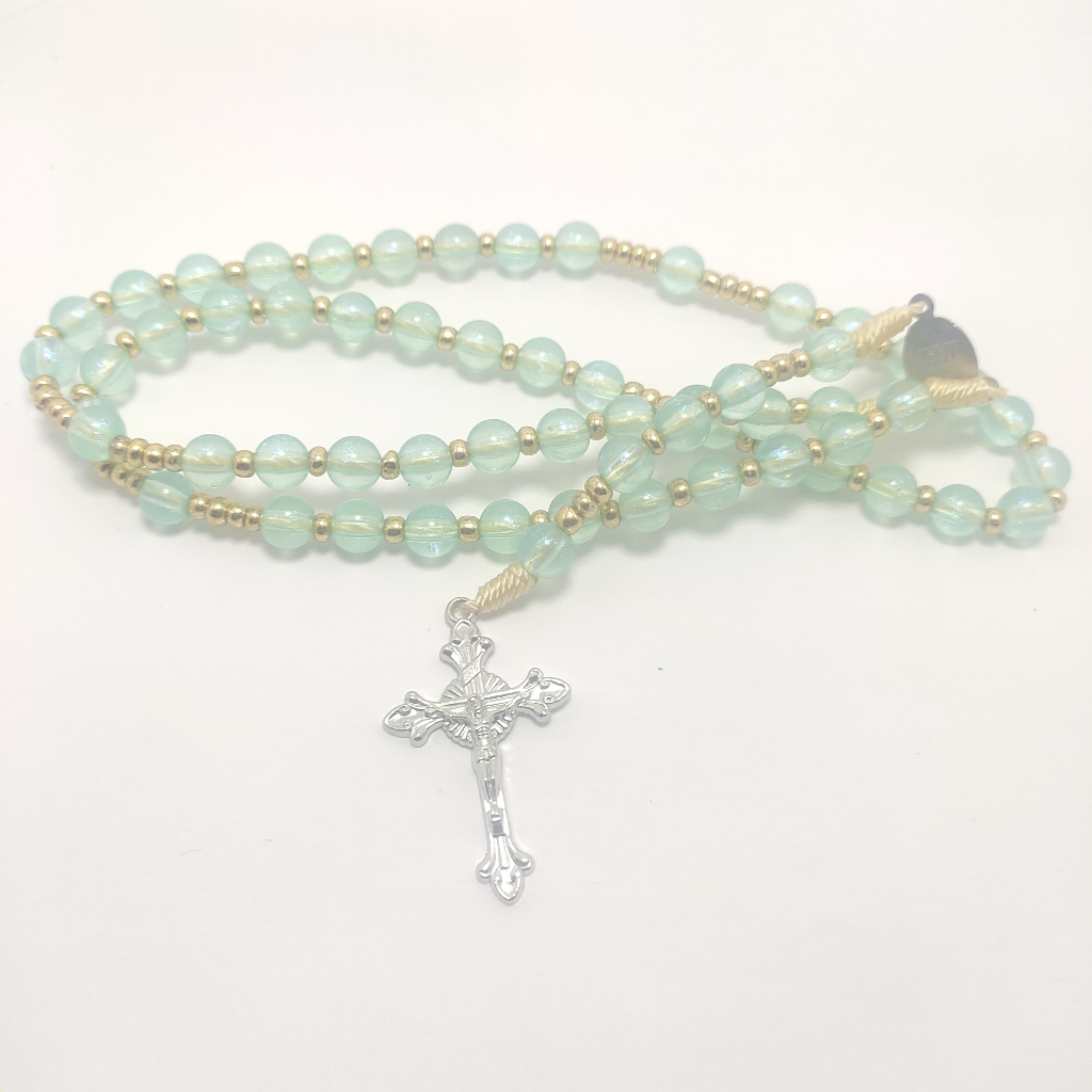 Kalung Rosario Premium Shimmer Glitter – Rosario Katolik Berkilau Eksklusif – Menyala Dalam Gelap