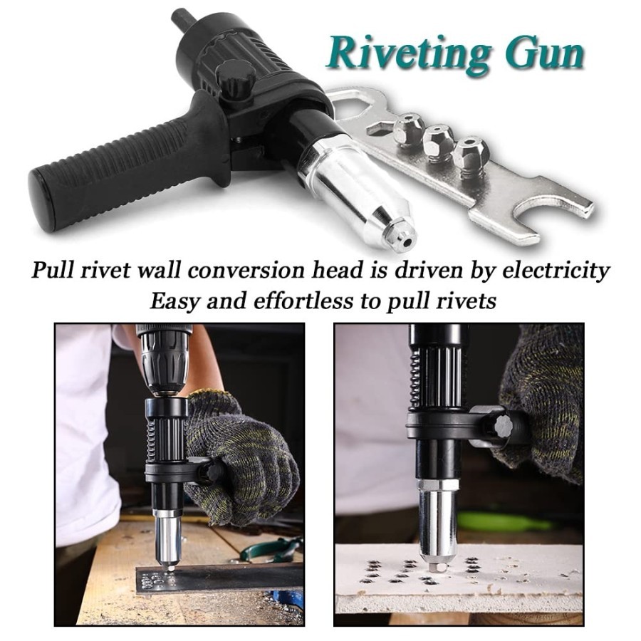 RIVET GUN ADAPTER CORDLESS DRILL ADAPTOR MESIN BOR UNTUK PAKU TEMBAK RIVET METAL BODY