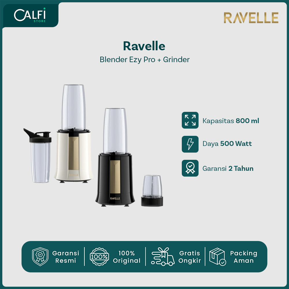 RAVELLE Ezy Pro Blender & Grinder - Pengejus Buah, Juicer, Penghalus Bumbu, Smoothies