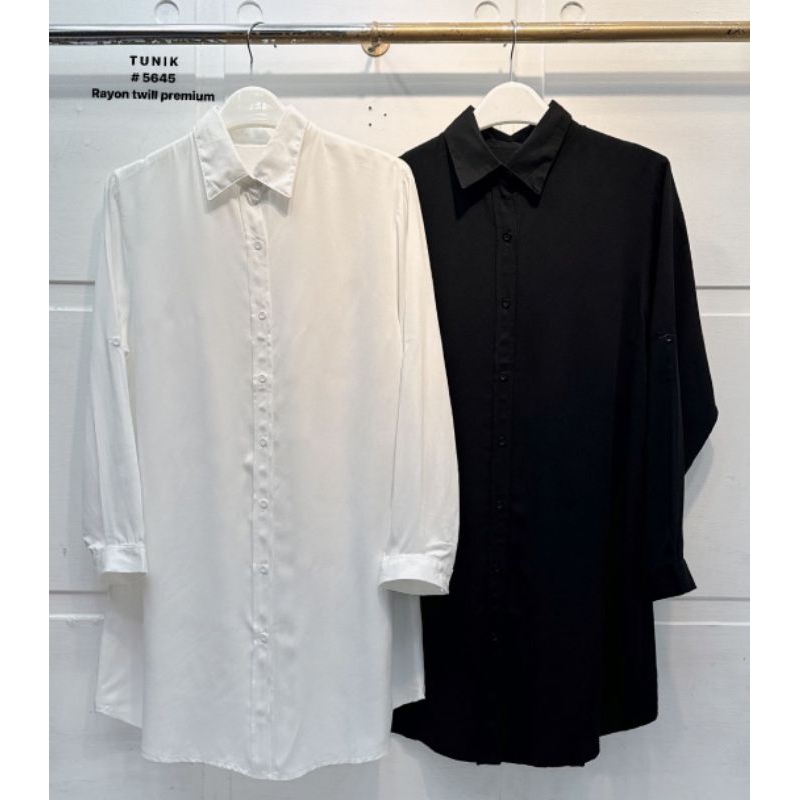 tunik rayon twill hitam putih