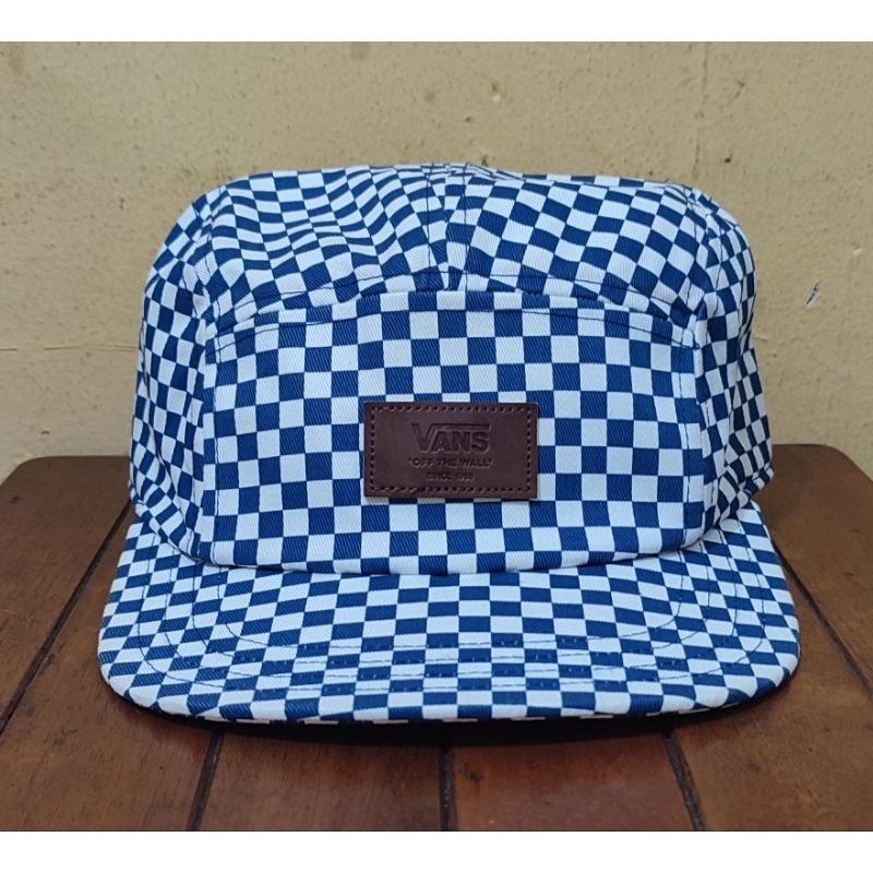 VANS 5 PANEL HAT BLUE WHITE CHECKERBOARD