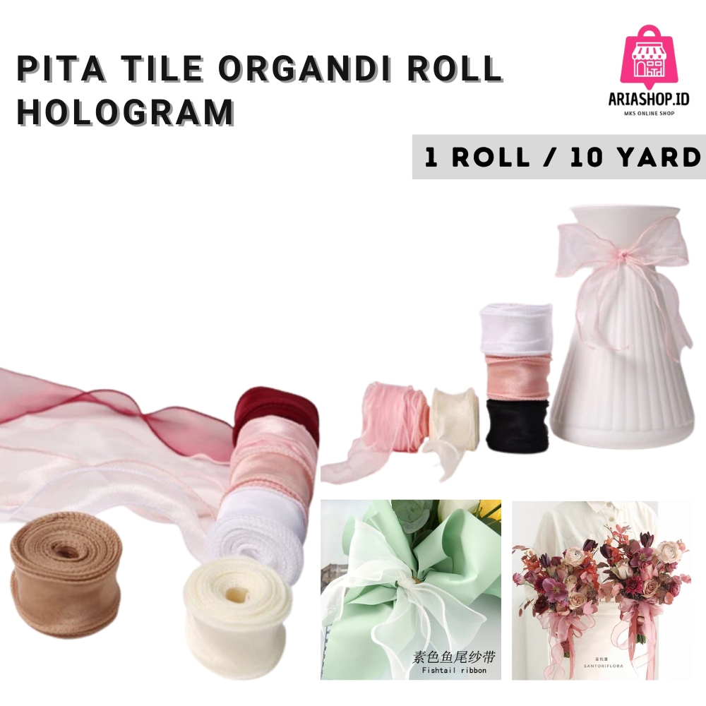 

[1 Roll ] Pita Tile Mermaid Import Pita Korea Fishtail Ribbon Pita Gelombang Pita Buket Pita Kado