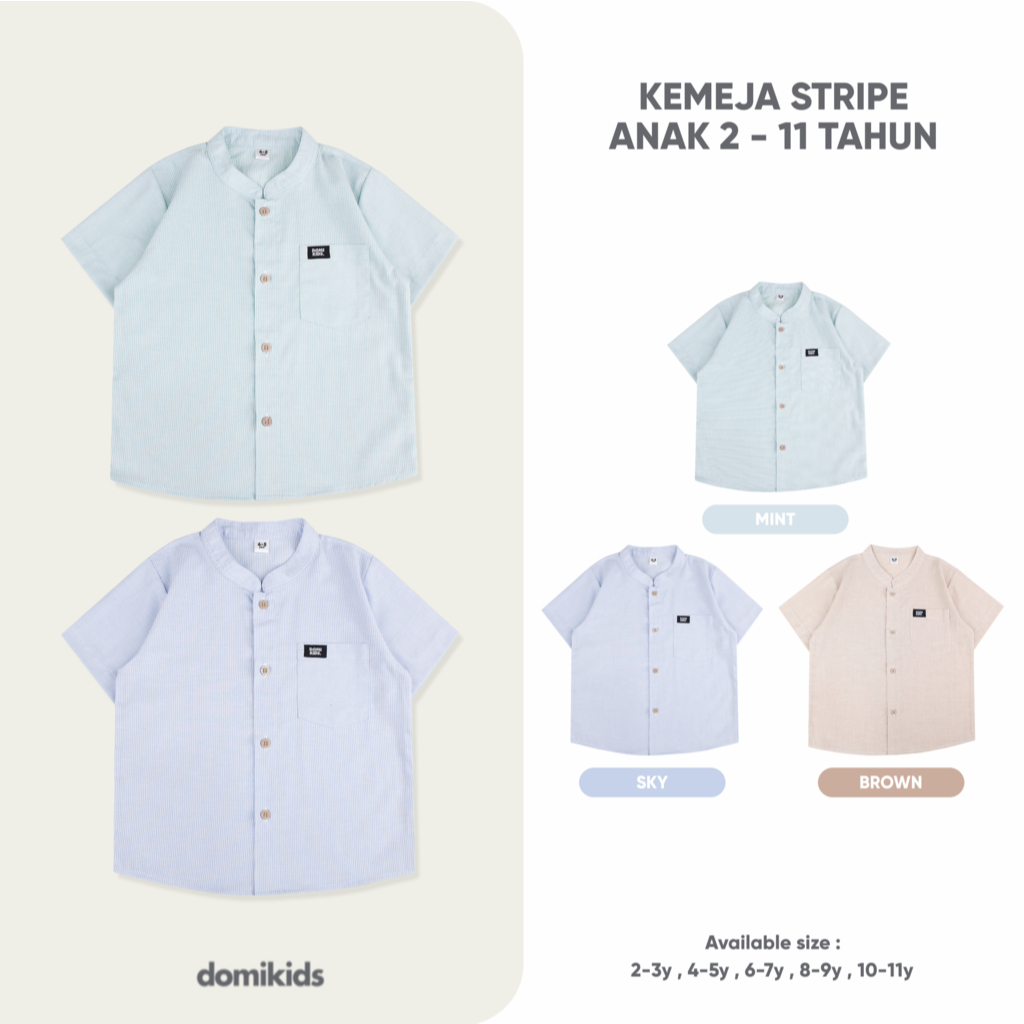 DOMI KEMEJA ANAK LAKI LAKI KATUN 2 - 11 TAHUN