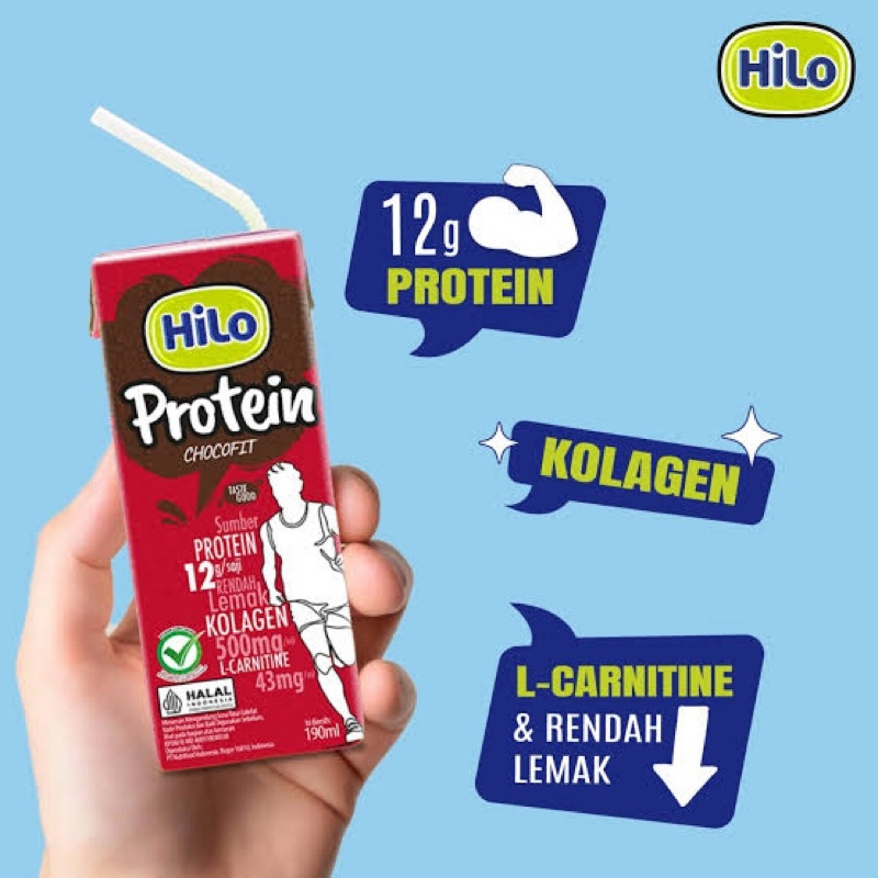 

HiLo Protein Chocofit UHT 190mL - Susu Tinggi Protein dengan Collagen Rasa Cokelat