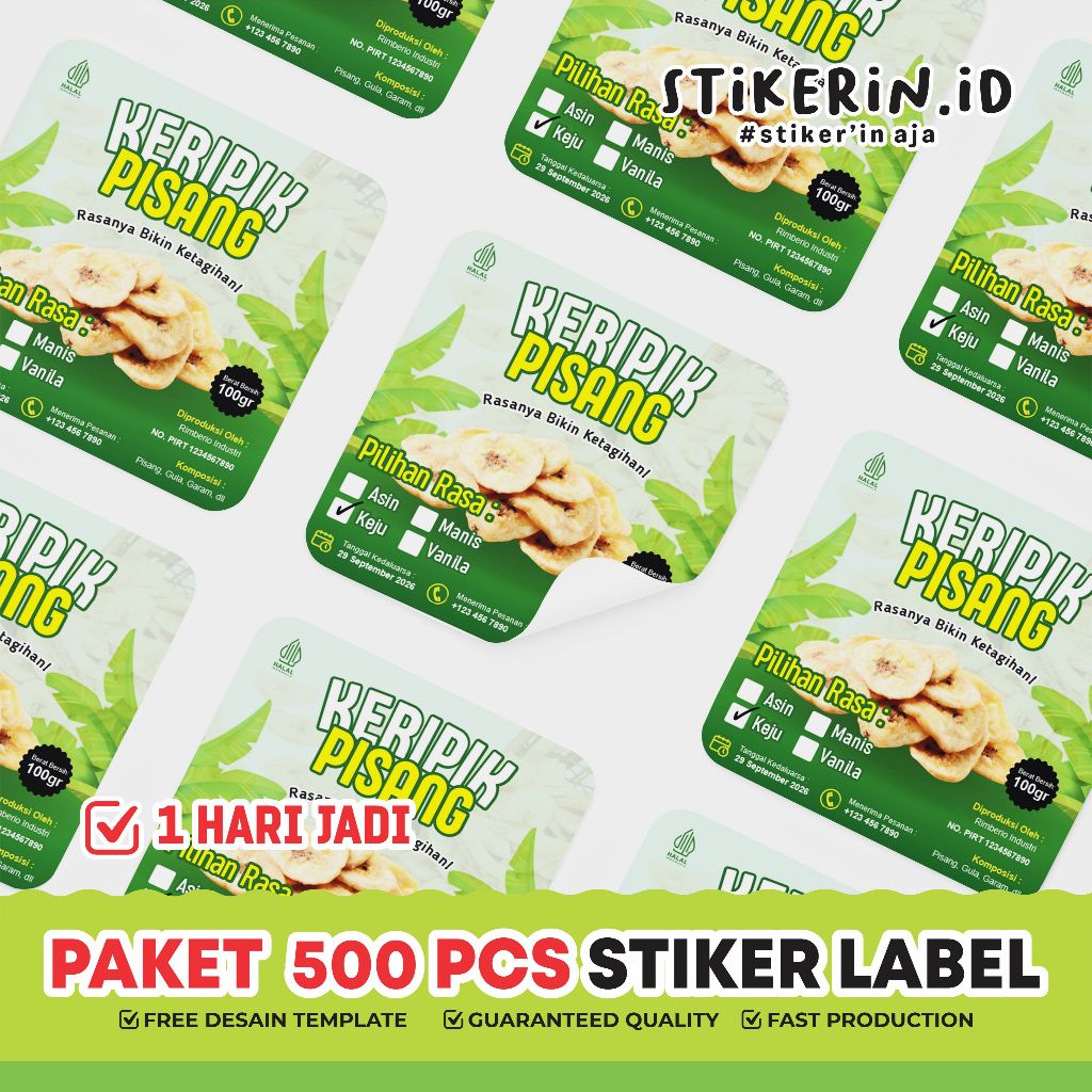 

Cetak Stiker Label Kemasan Paket 500pcs Plus Cutting Satu Hari Jadi
