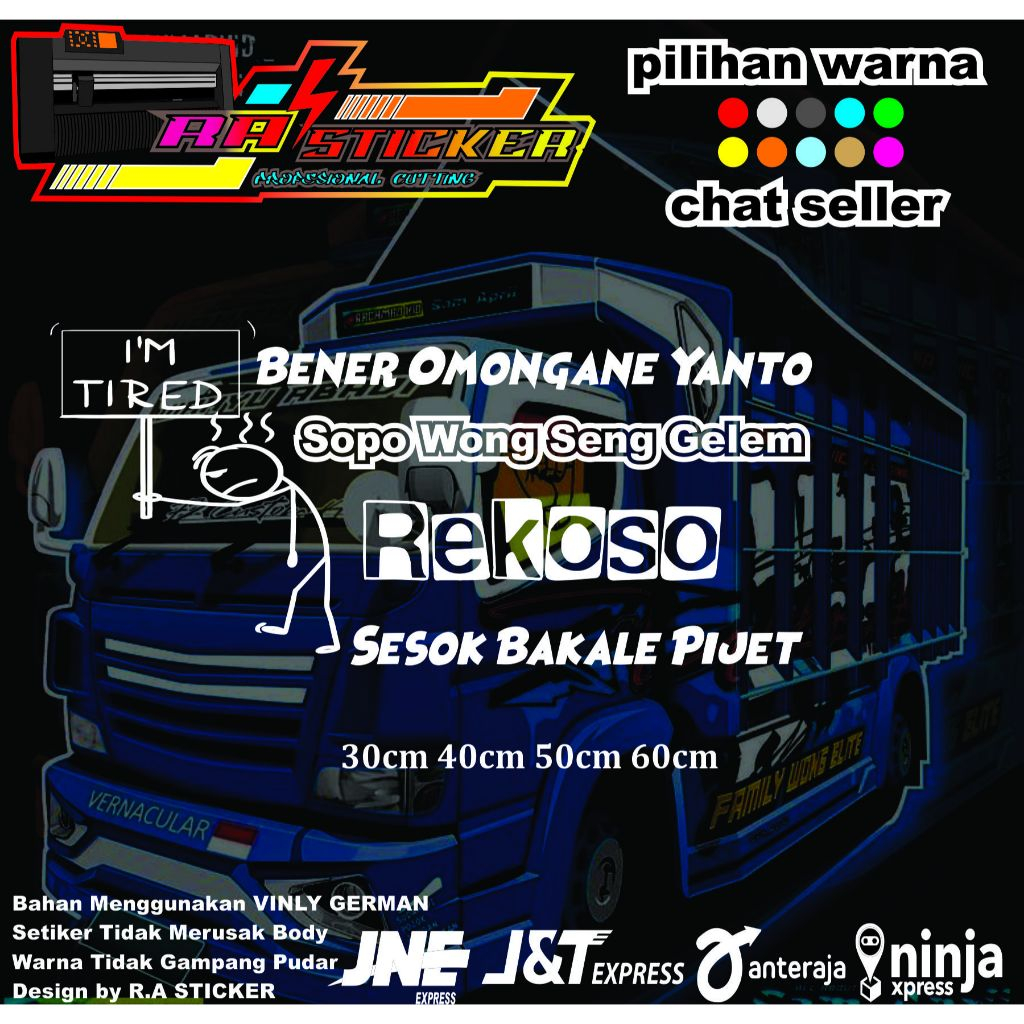 STIKER KACA TRUK PICK UP MOBIL ALL STIKER CUTTING KATA KATA LUCU