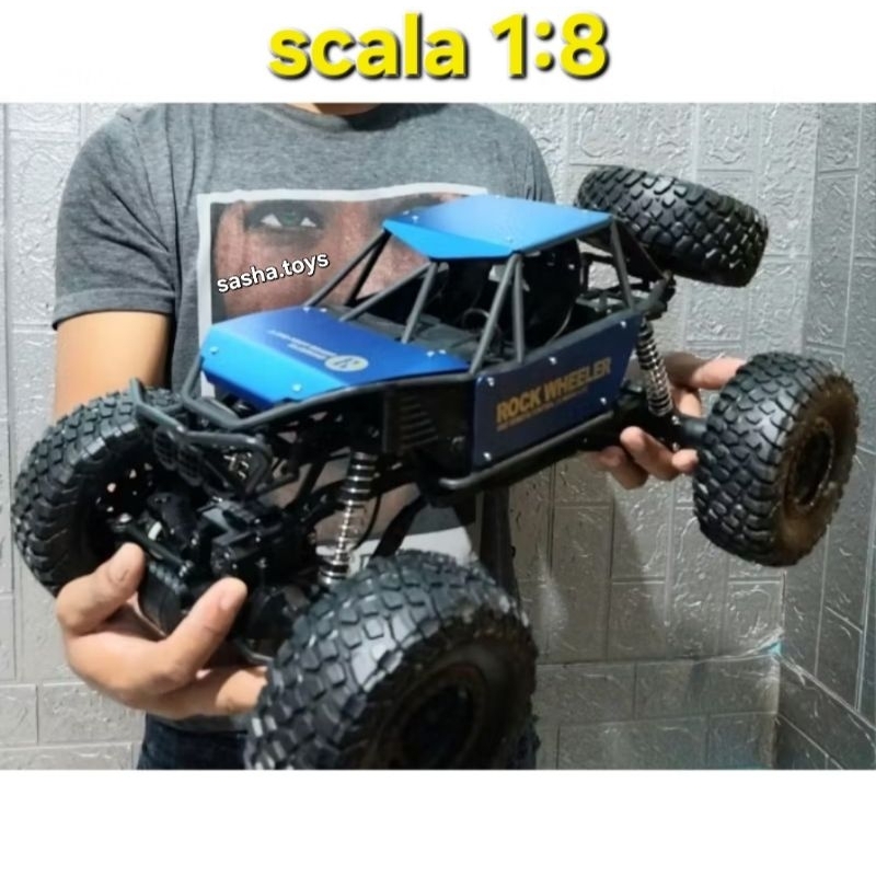 mainan mobil remote control rc jumbo scala 1:8 rock crawler wheler strong