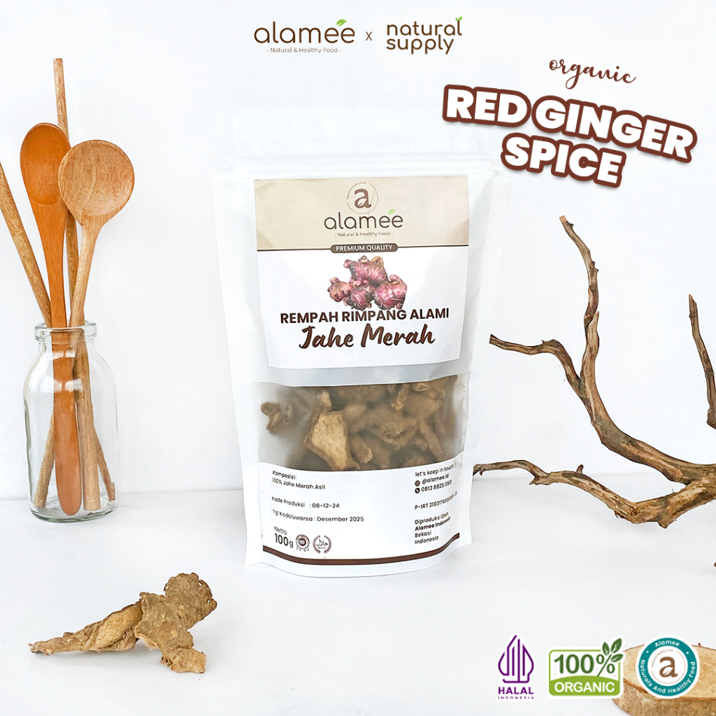 

ALAMEE Jahe Merah Kering Iris Dried Ginger Rempah Rimpang Organik Alami Bumbu Masakan Masak 100