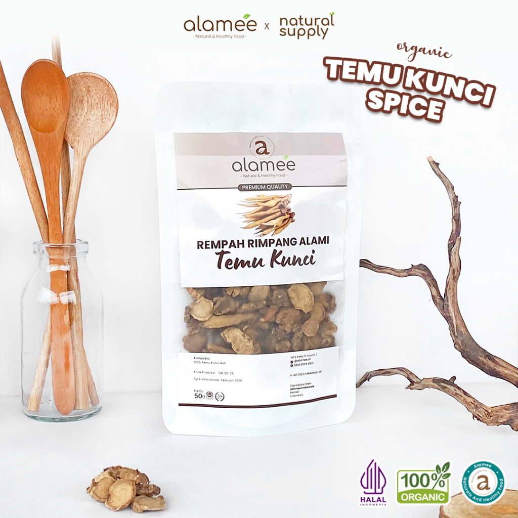 

ALAMEE Temu Kunci Kering Fingerroot Rempah Rimpang Alami Iris Bumbu Seasoning Masakan Masak 50gr