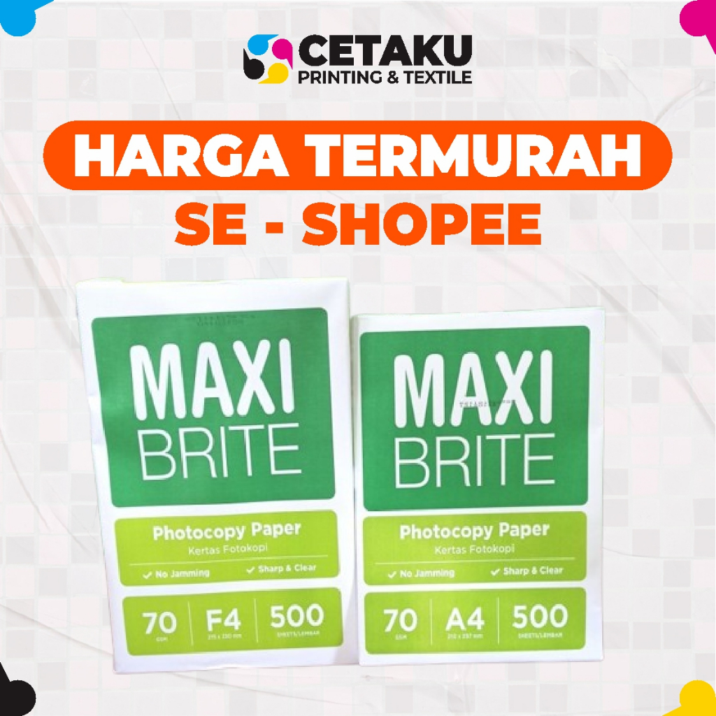 

Kertas HVS A4 Murah Maxi Brite 70 GSM 1 Rim (500 Lembar) Kertas Print Fotocopy