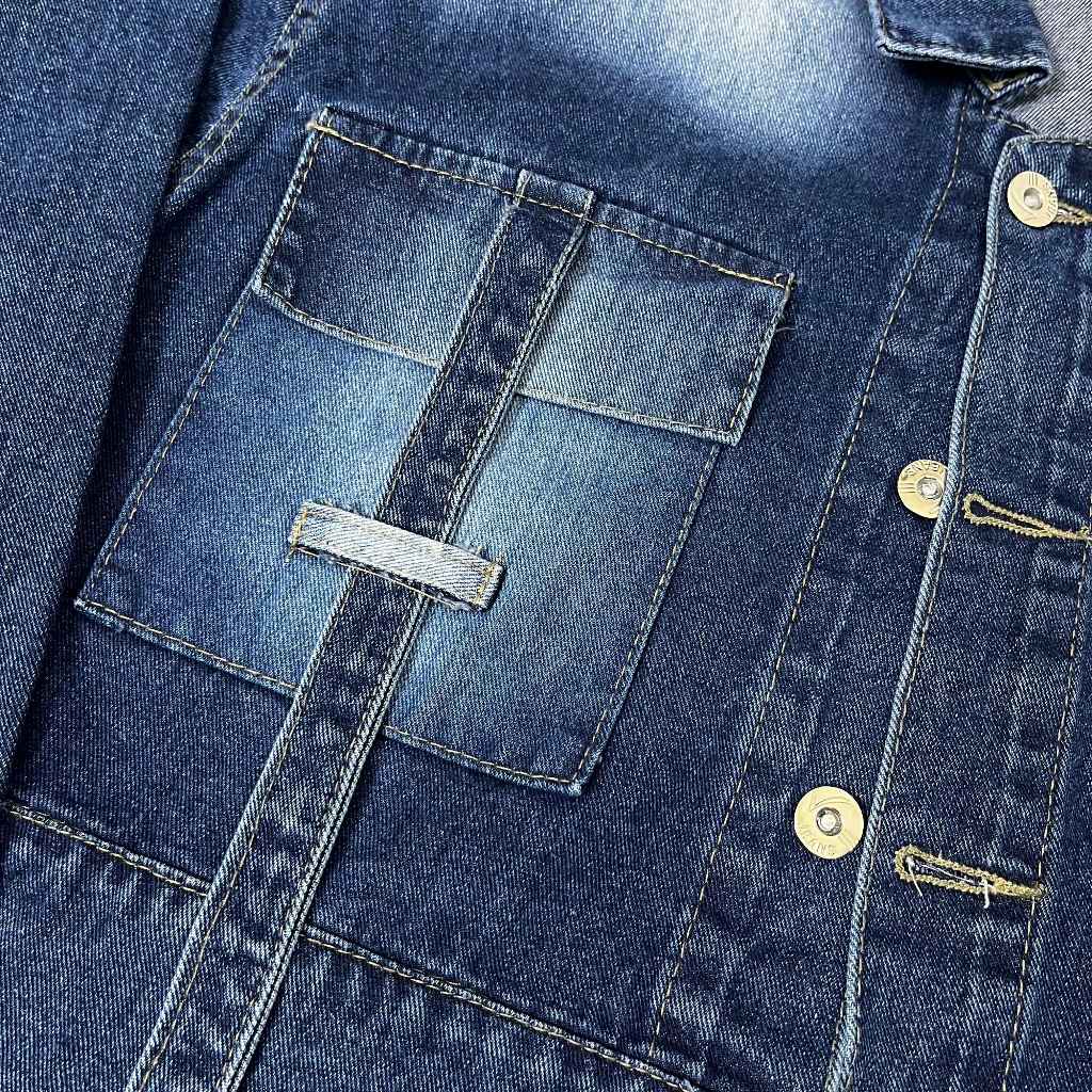 Hot Deals Emweha Fuji Jaket Crop Jeans Denim Oversize Cewek Pocket Variasi Tali Denim