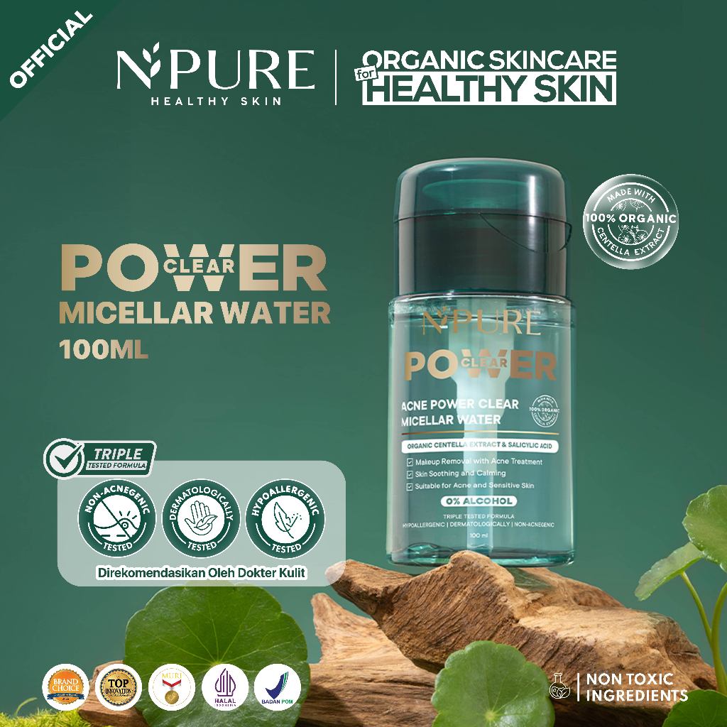 MICELLAR WATER 100ML - NPURE Acne Power Clear Micellar Water 100ml / Micellar No Alcohol / SLS Free 