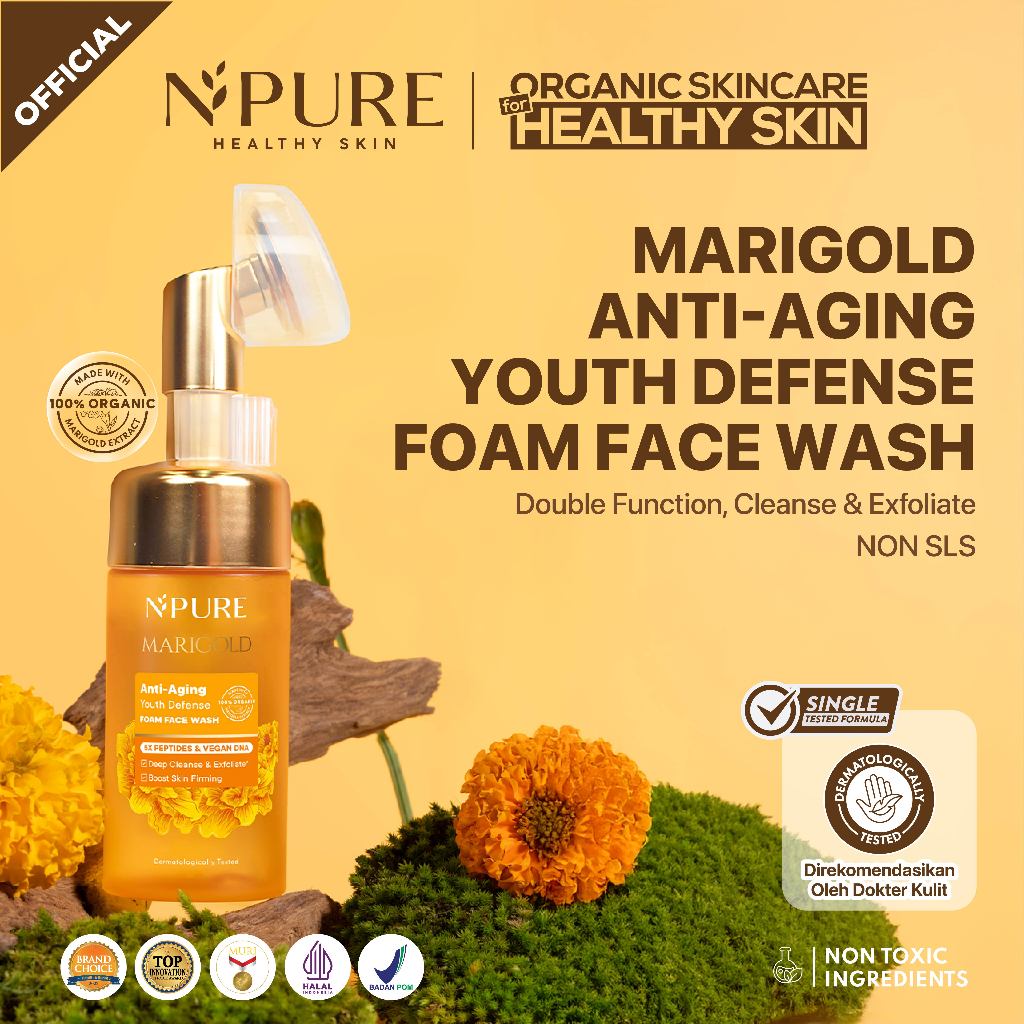 MARIGOLD FACE WASH - NPURE Facial Wash Marigold/ Deep-Cleanse / Anti Aging Facial Wash / Sabun Wajah
