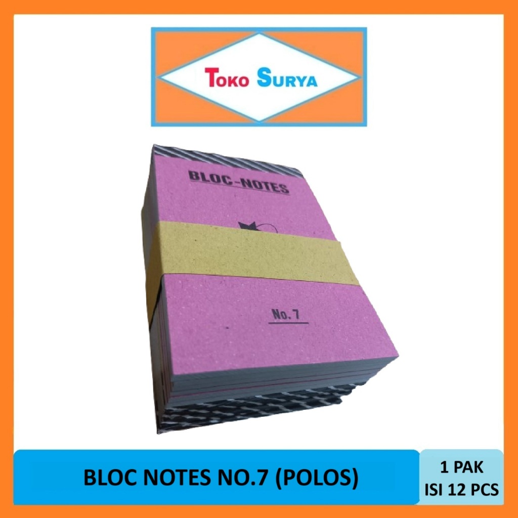 

Starus Bloc Notes No.7 Kecil Polos 1 Pak x 12 Pcs