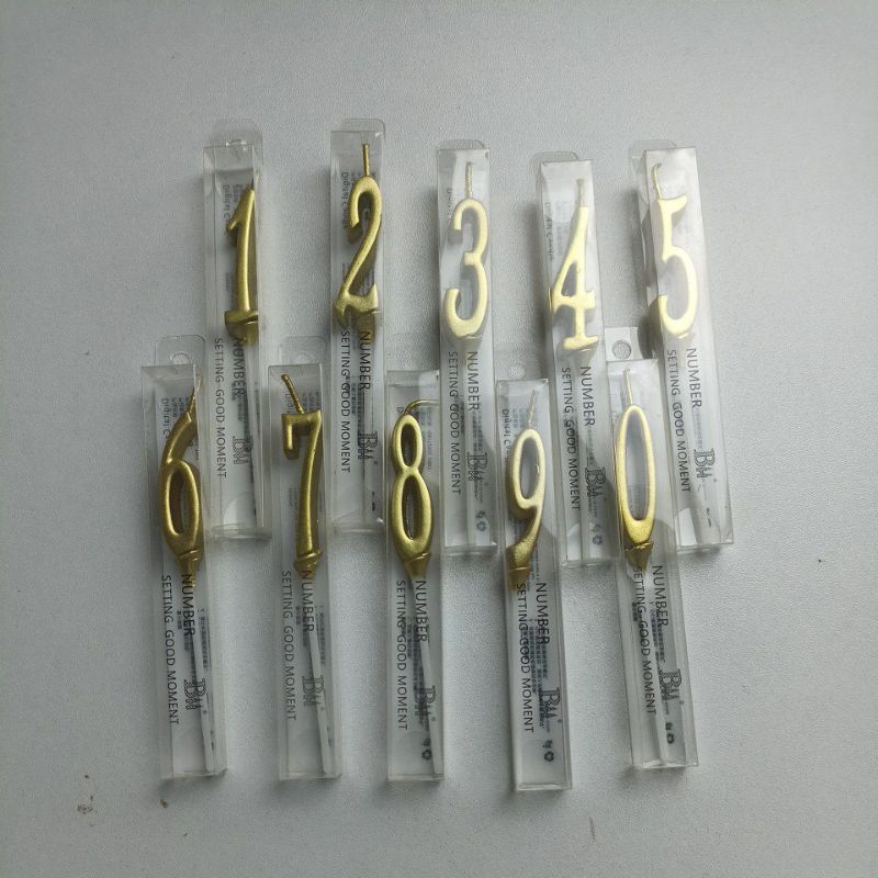 Lilin angka mini warna Gold