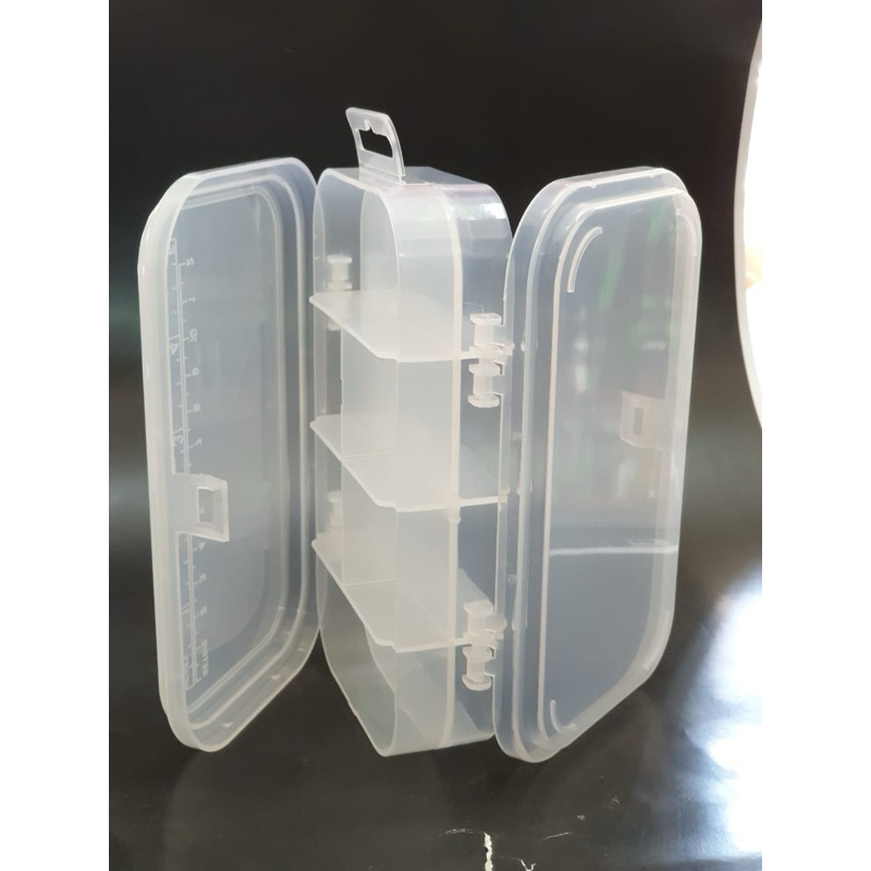 Kotak / Box perlengkapan alat pancing, bolak balik Uk.14cm x 8,5cm x 4,5cm bahan plastik