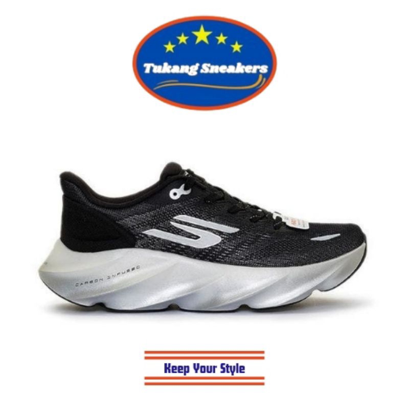 Sepatu Lari Pria Skechers Go Run Max Road 7 Black SKE246210BKW