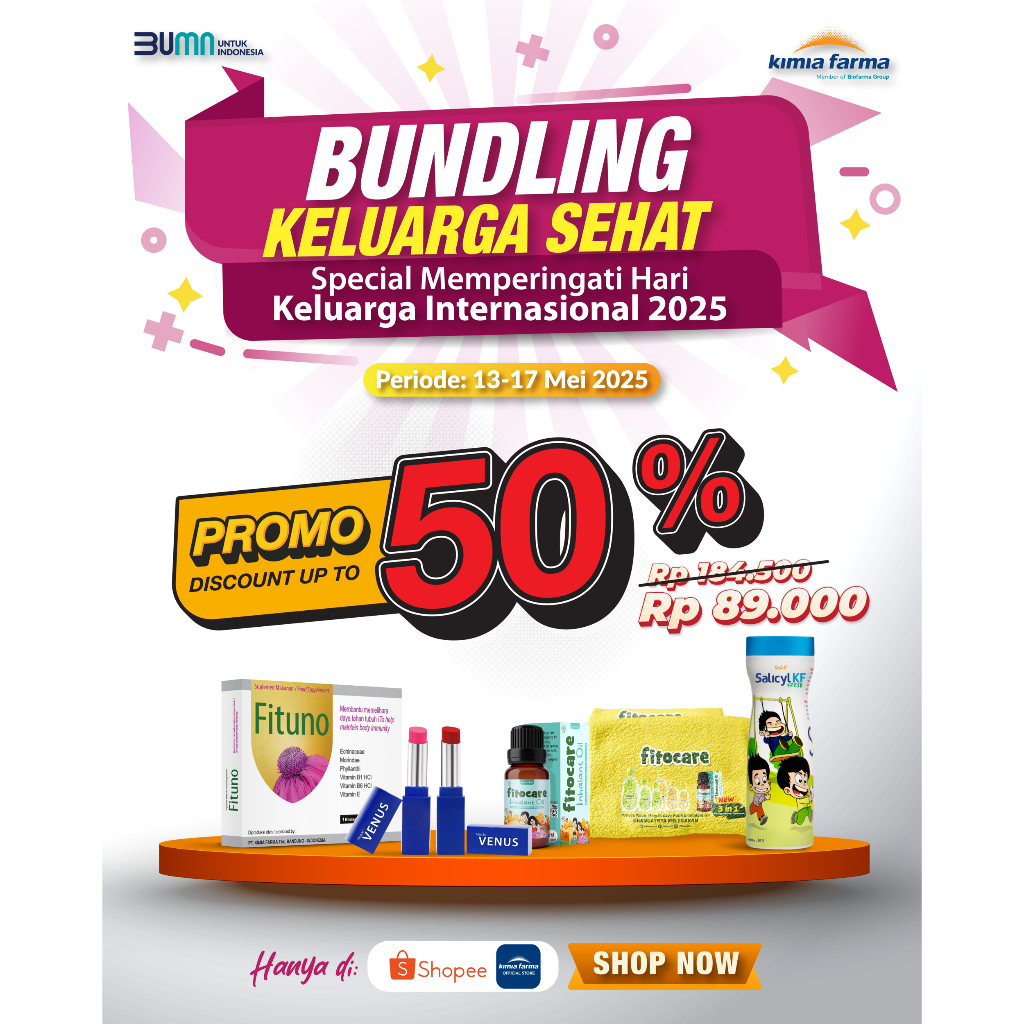 Bundling Keluarga Hebat Asi Kuat (Fituno, Salicyl Fresh, Fitocare Inhalant, Venus velvet matte lipst