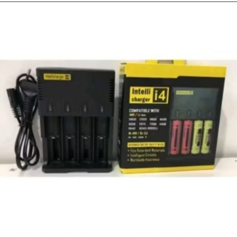 Chargeran Baterai 18650 Intelli i4 Terbaik Berkualitas Untuk Baterai 3.7V/4.2 V 4 Lubang